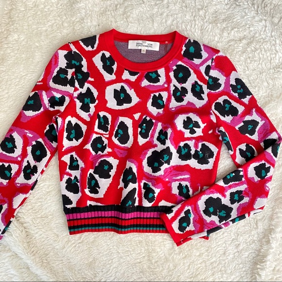 Diane von Furstenberg $398 Harrison Crewneck Pullover Sweater XS Red Wool Blend - Picture 16 of 16
